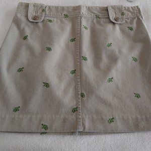 J Crew Khaki Mini Skirt Turtle Embroidery Green 4